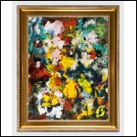 БУХ Арон Фроимович (1923–2006) Праздничный букет. Цветы в желтой вазе на зеленом фоне. 2004