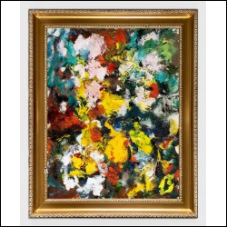 БУХ Арон Фроимович (1923–2006) Праздничный букет. Цветы в желтой вазе на зеленом фоне. 2004
