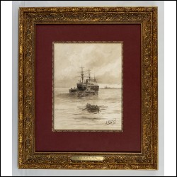 КАРАЗИН Николай Николаевич (1842–1908) Теплоход и прогулочная шлюпка в море. 1896