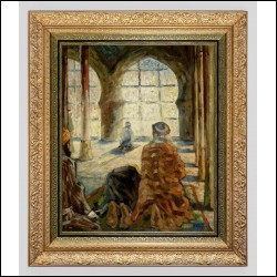 ФРАНЦ Франк (1897–1986) Утренняя молитва в мечети. Четверо верующих, обративших взор в Мекку. 1942