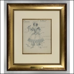 БЕНУА Александр Николаевич (1870–1960) Балерина. Эскиз костюма для постановки балета И. Ф. Стравинского «Петрушка». Вторая четверть ХХ века