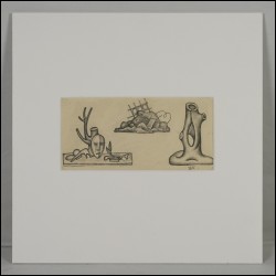 КРАСНОПЕВЦЕВ Дмитрий Михайлович (1925–1995) Три эскиза натюрмортов (с маской, с решеткой, с пнём). 1970‑е