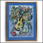 КАЛИНИН Вячеслав Васильевич (1939–2022) Натюрморт с графином и гитарой. 2021