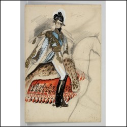 АННЕНКОВ Жорж (Юрий Павлович, 1889–1974) Лейтенант. Эскиз костюма для постановки кинофильма Макса Офюльса «Лола Монтес». 1955